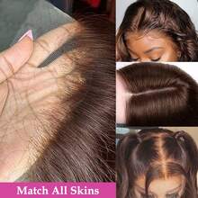 MUEN 5x5 13*4 13*6 4*4 4# Long Body Wave HD Lace Front Wigs 8-34 Inch Lace Front Wigs Blended Human Frontal Hair Pre-Plucked Glueless Wigs Human Frontal Hair Wavy Wig For Women Natural Blended Hair - Brown - View 8