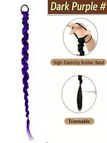 26 Inch Synthetic Braided Ponytail Wig, With Elastic Band Attached Long Braid, Made Of Natural Hair Fibers, Suitable For Women's Daily Wear - Multicolor - View 13