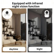 closeli 1pc 1080P+355° Panoramic PTZ Rotating Home Wireless Security Camera, 2.4G WiFi HD Night Vision, Mobile Remote Monitoring, Multi-User Sharing, Two-Way Audio, Remote Playback, Automatic Alarm - White-01 - View 12