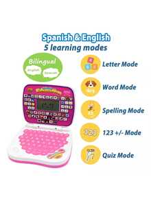 Mini Laptop Interactiva Educativa Español/inglés Niños - Rosa - Ver 3