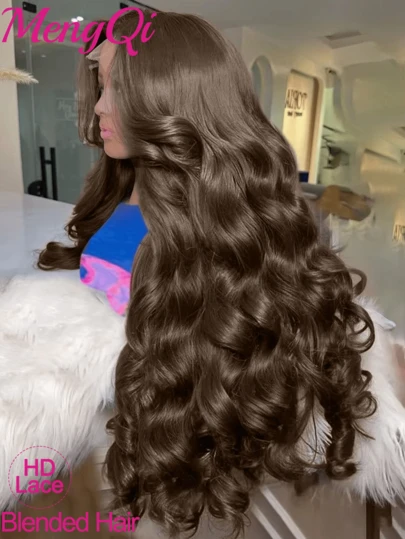 200% Density Brown #4 Color Lace Front Wig Human Blended Hair Body Wave Transparent Brazilian Virgin Hair Wigs 13x4 5x5 13x6 Lace Front Wigs Human Blended Hair Pre Plucked With Baby Hair For Women Natural Black 8-34 Inch