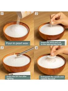 500g Refillable Faux Pearl Candle Wax And Wick, Long-Lasting Faux Pearl Candle Wax Beads, Faux Pearl Granules, Snow Wax - A - View 5