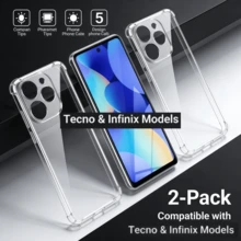 2件/套：这是一款透明材质的手机壳，兼容 Spark Go 2025、Spark 20 Pro+、Spark 10 Pro、Pop 9、Camon 30、Spark Go 1、Spark 40C Zero 40 5G、Note 40 Pro 5G、Hot 50i 4G、Hot 30、Note 12 Pro 等系列手机。 - 無色 - 查看 81