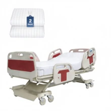 AMOROSA 2 Piezas Sábana de Cajón Punto Hospitalaria para Cama Individual para Colchón Hasta 28cm Suave Elástica Transpirable Ajustable Antideslizante Lavable para Escuela Dormitorio Hospital Asilo - 2 piezas - Ver 1