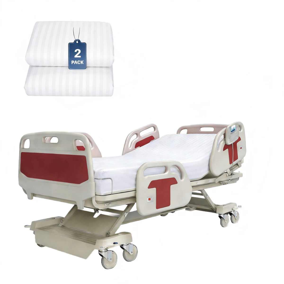 AMOROSA 2 Piezas Sábana de Cajón Punto Hospitalaria para Cama Individual para Colchón Hasta 28cm Suave Elástica Transpirable Ajustable Antideslizante Lavable para Escuela Dormitorio Hospital Asilo - 2 piezas - Ver 1