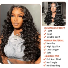 42 Inch 250% Density Loose Deep Wave 13x4 Loose Deep Wave Glueless Wig Human Hair Lace Front Wigs Pre Plucked With Baby Hair Natural Hairline - SNatural - 查看 5
