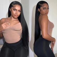 40 Inch 250% Density All-Day Comfort 100% Human Hair 13x4 13x6 Lace Front Wigs Brazilian Virgin Human Hair Glueless Straight Wig Human Hair Pre Plucked Pre Cut Black Wig Lace Closure Wigs Frontal Wigs - Natural Black - 查看 5
