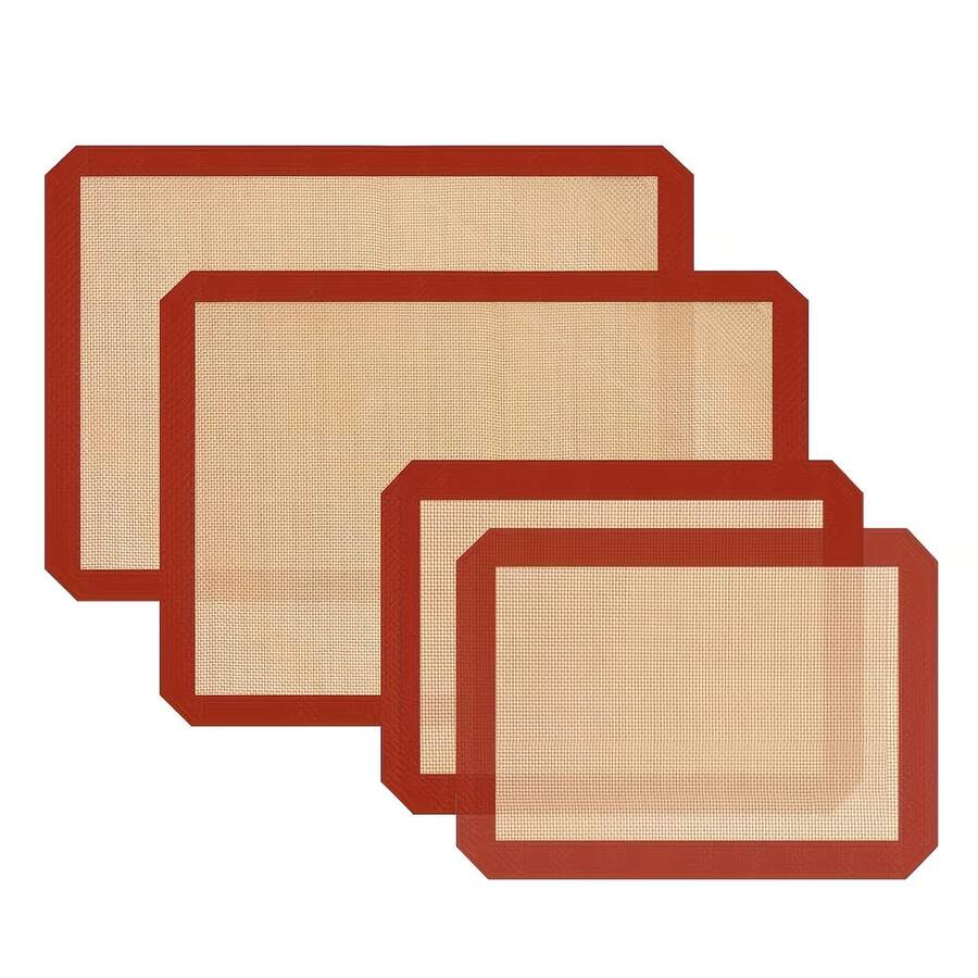 4pcs Non-Stick Silicone Baking Mat, Reusable Baking Liner, Dishwasher Cookie Sheet - Easy Clean Surface, Suitable For Baking Fish, Chicken, Cookies, Pizza, Bread - Essential For Home & Professional Kitchen - Applicable For Easter, Eid Al-Fitr, Back To School Season - Easy Clean, Non-Stick Surface, Material, Mat