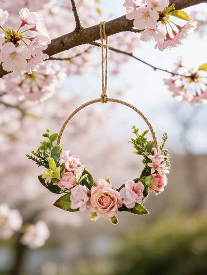 Leaves Wreath Rustic Farmhouse Decorative Floral Wreath For Front Door Window Wedding Spring, Purple Decoration, Home Decor, Room Decor, Wall Decor Gifts Birthday Graduation