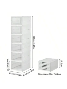 1/3/6-Layer Installation-Free Folding Shoe Box, Breathable Shoe Storage Box, Plastic Shoe Cabinet, Dust-Proof Household Storage Box, Large Capacity Space-Saving Artifact, With Easy-To-Access Front Waterproof Transparent Plastic Storage Box, No Assembly Required - Perfect For Wardrobes And Entryways, Shoe Storage Box - 查看 9