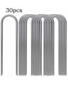 1pc/10pcs/20pcs/30pcs/50pcs U-Shaped Garden Stakes Set, Iron Ground Stakes Suitable For Greenhouse, Tent, Lawn, Barrier, Plastic Board, Irrigation Pipe, Lawn - Multicolor - View 10