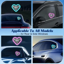 Solar-Powered Heart-Shaped Neon LED Light For Car Rear Window, Wireless Ambience Decor, Best-Selling Automotive LED Window Glow Heart Mood Light, Solar-Powered Car Interior Neon USB Decoration,,3.7V+300mAh Lithium Battery.New Car Solar Heart LED Atmosphere Light Interior Decoration Double Love Atmosphere Light Heart-Shaped Neon Decorative Light.(If The Lights Cannot Be Turned On After Arrival, It May Be Due To Low Battery And Need To Be Charged First.) - A - 查看 6