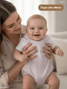 Baby Clothes Set: Gingham Checkered Overalls, 100% Cotton Suedine, Luxury Baby Boy/Girl Romper, Boy Collar, 1 To 9 Months - 米色 - 查看 3
