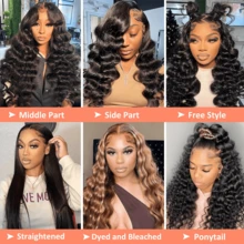 42 Inch 250% Density Loose Deep Wave 13x4 Loose Deep Wave Glueless Wig Human Hair Lace Front Wigs Pre Plucked With Baby Hair Natural Hairline - SNatural - 查看 9