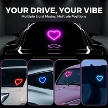 Solar-Powered Heart-Shaped Neon LED Light For Car Rear Window, Wireless Ambience Decor, Best-Selling Automotive LED Window Glow Heart Mood Light, Solar-Powered Car Interior Neon USB Decoration,,3.7V+300mAh Lithium Battery.New Car Solar Heart LED Atmosphere Light Interior Decoration Double Love Atmosphere Light Heart-Shaped Neon Decorative Light.(If The Lights Cannot Be Turned On After Arrival, It May Be Due To Low Battery And Need To Be Charged First.) - A - 查看 3