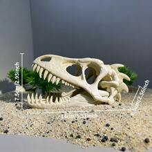 3D恐龙头骨水族箱装饰，鱼类躲藏洞穴，爬行动物栖息地装饰，逼真头骨，适用于鱼缸和水生植物景观 - 歡樂水族 - 查看 10