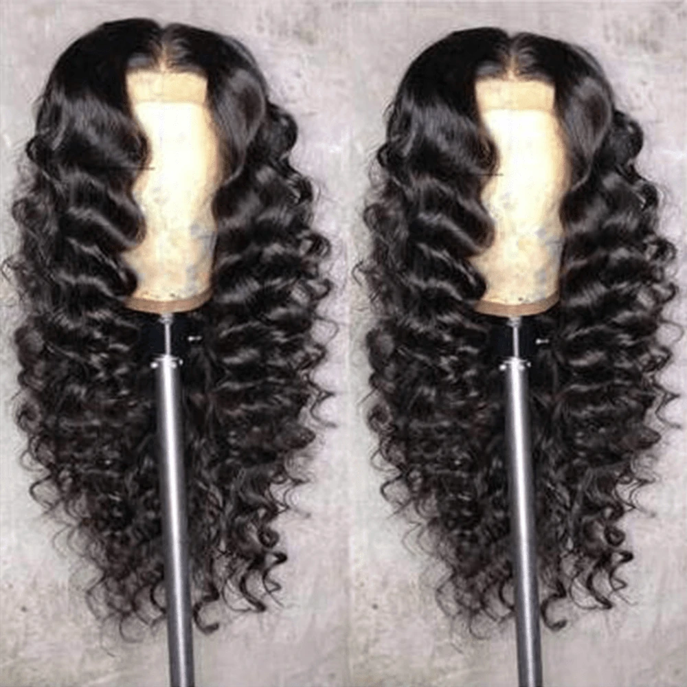 42 Inch 250% Density Loose Deep Wave 13x4 Loose Deep Wave Glueless Wig Human Hair Lace Front Wigs Pre Plucked With Baby Hair Natural Hairline - SNatural - 查看 1