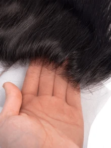 #1B Women's Straight 13x4 Lace Front Closure Human Hair, Pre-Plucked Natural Hairline, Transparent Soft Lace, Hand-Tied - 130% Density, 8-16Inch - Natural Black - View 5