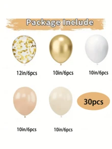 30pcs/Set Nude, Gold And White Balloons Kit, 10/12 Inch Size, Suitable For Wedding Decor, Engagement Ceremony, Birthday Party, Home Decoration, Dance Decor, And Bridal Shower Favors - Multicolor - View 2