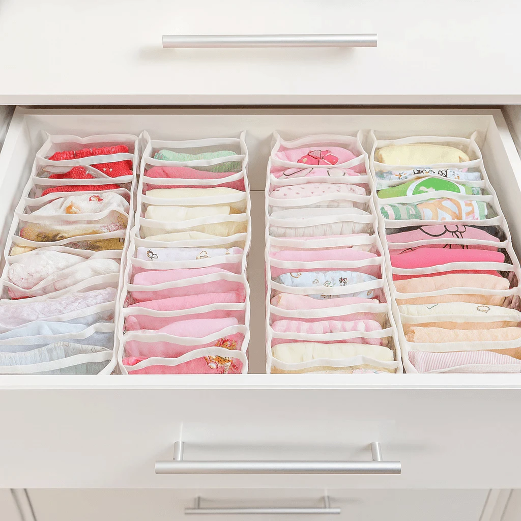Drawer Organizer Kit With 11 Compartments. - White - View 1