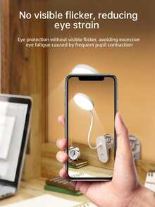 1 pieza Lámpara de escritorio LED con abrazadera y 3 niveles de brillo ajustables, recargable con batería de 800mAh, regulable, con control remoto, carga USB, se puede colocar con abrazadera o de pie, adecuada para oficina, estudiantes y lectura - luz roja blanca - Ver 9