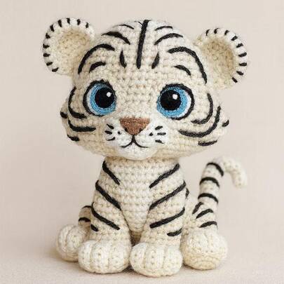 1 Set DIY Crochet Kit For Cute White Tiger And Cheetah Babies, Includes Detailed Instructions And Video Tutorials, Beginner-Friendly, Handmade Gifts Filled With Time And Love, Can Be Used As Home Decor, Backpack Charm, Car Accessories, Suitable For Birthday, Valentine's Day, Easter And Other Holidays. Bring The Adorable Tiger And Leopard Babies Home!
