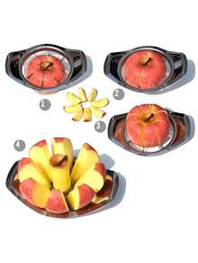 [Favorito del cliente] Cortador y deshuesador de manzana de acero inoxidable - Utensilio de cocina reutilizable para rebanadas de fruta perfectas, ideal para dormitorios y uso doméstico - Plateado - Ver 5