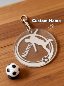 1pc Custom Football Game Keychain With Personalized Text, Perfect For Game Day And Everyday Carry - Multicolor - View 1