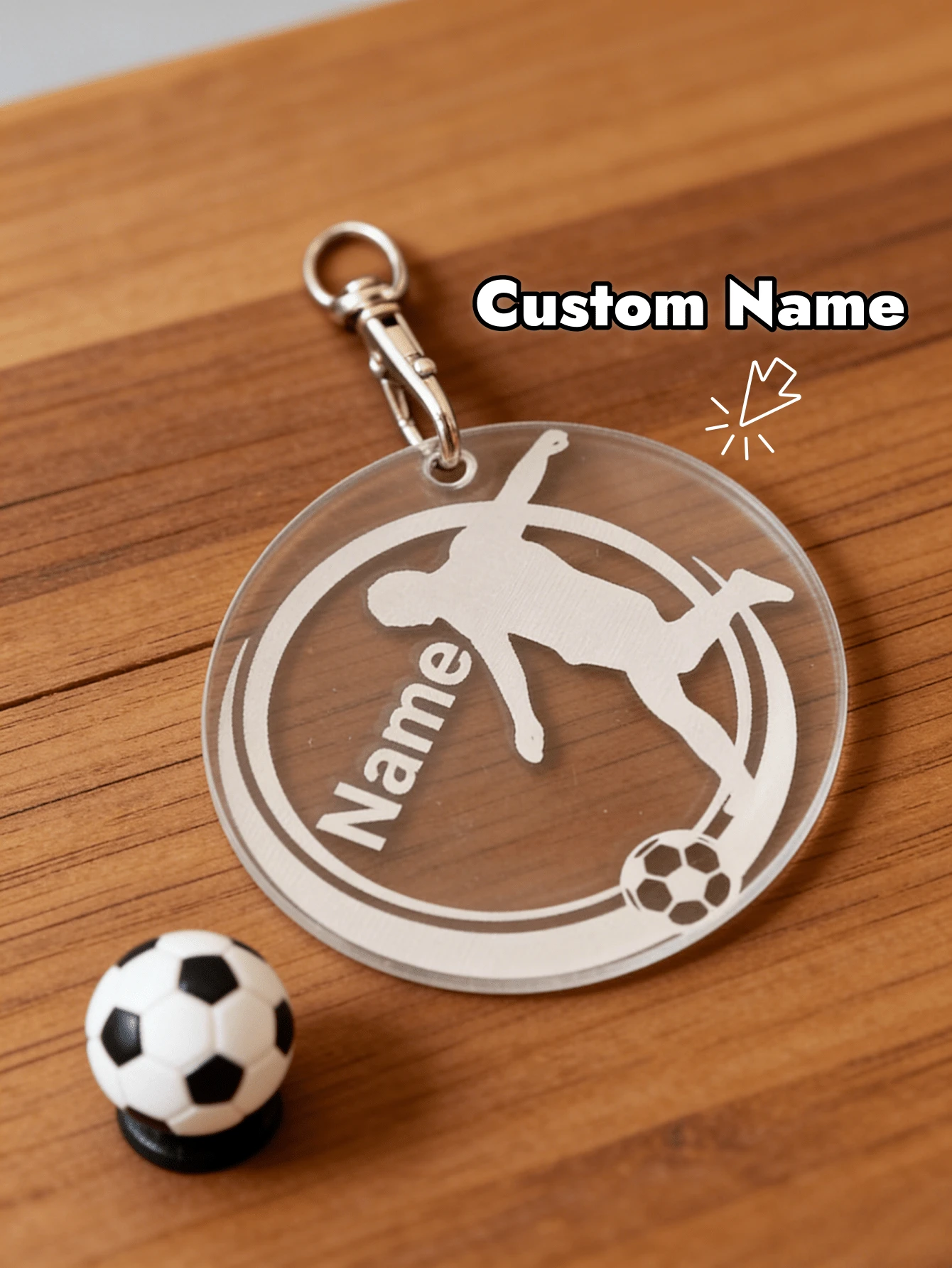 1pc Custom Football Game Keychain With Personalized Text, Perfect For Game Day And Everyday Carry - Multicolor - View 1