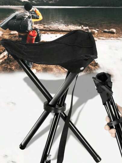 Taburete plegable portátil, unisex, taburete de pesca plegable y ligero, silla plegable compacta, adecuado para senderismo al aire libre, mochilero, pesca, picnic, camping, playa, oficina en casa y viajes, taburete plegable para exteriores, equipo de camping, esencial de viaje