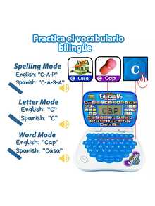 Interactive Educational Mini Laptop For Children (Spanish/English) - Blue - View 4