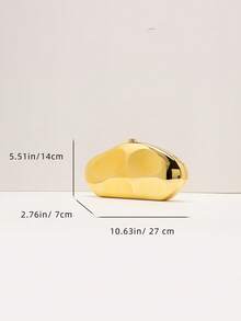 New Fashion Sculptural Metal Clutch, European And American Style Handbag, Elaborate Metallic Evening Bag, Personalized Celebrity Party Shoulder/Crossbody Bag, Elegant Clutch Bag For Women - 金色 - 查看 7