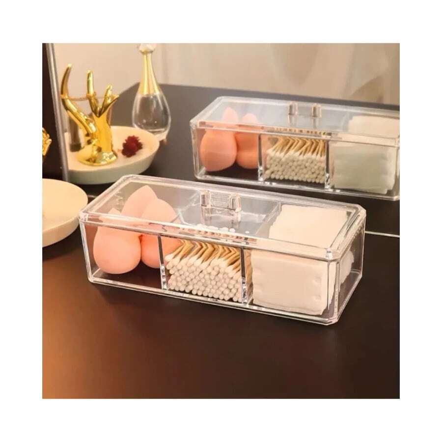 Multipurpose Acrylic Organizer With Lid And 3 Compartments - 查看 1