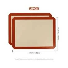 Bộ 2 tấm lót nướng silicon - Tấm lót nướng tái sử dụng, chống dính và dễ vệ sinh, thích hợp cho lò nướng, nhào bột, tấm lót nướng đa năng dùng cho bánh ngọt, thịt và nhiều hơn nữa - Dùng cho gia đình, kinh doanh và làm bánh chuyên nghiệp. - Xem 11