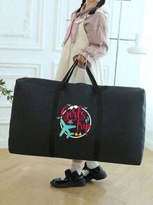 1个可折叠旅行包，男女通用旅行收纳包，印有“Girls Trip”飞机图案，便携式女士手提包，男士大容量行李包，适合上学使用，可收纳学习用品、飞机模型、公文包、相机配件和其他多功能旅行配件，牛津布材质行李包，旅行袋，过夜包，随身行李包，夏季度假必备旅行用品，旅行必备收纳袋，夏季旅行配件 - 彩色 - 查看 2