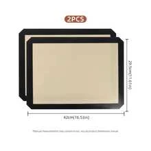 Bộ 2 tấm lót nướng silicon - Tấm lót nướng tái sử dụng, chống dính và dễ vệ sinh, thích hợp cho lò nướng, nhào bột, tấm lót nướng đa năng dùng cho bánh ngọt, thịt và nhiều hơn nữa - Dùng cho gia đình, kinh doanh và làm bánh chuyên nghiệp. - Xem 8