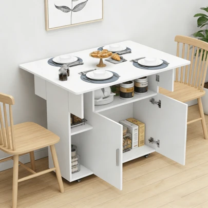 Klappbarer Esstisch, ausziehbarer Küchentisch, für 2 bis 4 Personen, mit 2 Klappklappen zur Aufbewahrung, für kleine Räume, 100 * 70 * 78 cm