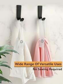 10Pcs Multipurpose Reusable Polyester Button Loop Hanger, Durable Towel Clip Strap, Space Saving Storage Organizer Straps For Bathroom, Kitchen And Closet, For Home Organization - Multicolor - View 2
