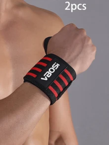 1 Pair Colorblock Sports Style Elastic Wrap Wrist Support, Professional Sports Protective Gear. Adjustable Wrap Strap Design, Soft & Breathable Knit Blend Material, Provides Wrist Compression, Joint Support, Impact Absorption, Moisture-Wicking, And Stretchy Fit. - VB Wrist Brace - View 14