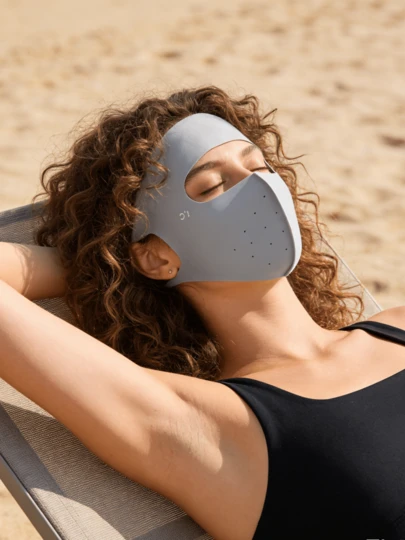 Women's Full Face Sun Protection Mask - Icy Silk Material, Breathable And Cooling, Suitable For Beach And Outdoor