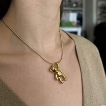 1件可爱卡通3D光滑小熊吊坠项链，不锈钢百搭饰品 - 小熊 - 查看 1