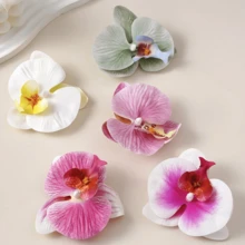 5朵大型3D打印亮面质感蝴蝶兰花头，适用于婚礼和家居装饰、DIY发饰、手工花艺仿真花 - 彩色 - 查看 8