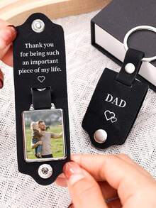 Llavero de cuero personalizado con foto para hombres, llavero con foto personalizada, llavero grabado, regalo de aniversario para él, regalos de Navidad - Multicolor - Ver 9