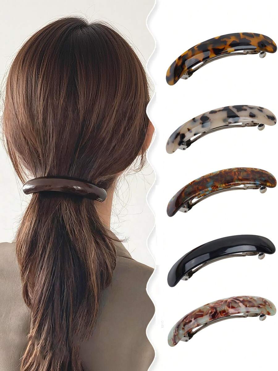 1个复古法式低马尾发夹，大号醋酸纤维弹簧夹，简约优雅发饰