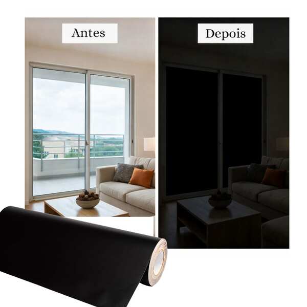 Película Adesiva Preto Blackout Bloqueia Luz Solar Vidros Janela Box Impermeável