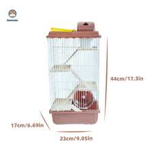 Jaula para hámster de 4 niveles con tobogán y botella de agua, ruedas de ejercicio para una entrada rápida y fácil. - Marrón - Ver 2