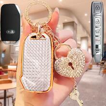 起亚汽车钥匙扣，带水钻心形锁，钥匙扣保护套，适用于Ceed、Cerato、Forte、Sorento、Soul、Sportage、Telluride、K5等车型，可保护无钥匙智能遥控器 - A - 查看 4