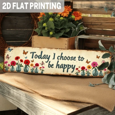 2D Metal Plaque - A 2D Metal Plaque With The Inspirational Message "Today I Choose Joy", Featuring A Floral And Butterfly Design - A Vintage-Style Indoor/Outdoor Wall Decor, Size 4X16 Inches, Perfect For Bedroom