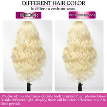 200% 密度 28 英寸金色波浪假发，混合真人发透明发际线长波浪假发，613 金色波浪假发（混合发丝，由真人发、合成纤维和蛋白质纤维制成） - S613 - 查看 11