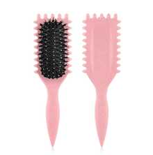 1pc Smooth Pink Back Hair Brush, Salon Styling Brush, Soft Bristle Beard Brush, Leopard Printed Comb, Edge Brush For Trimming Hair Edges, Providing Luster For All Hair Types, Straightening Curly Hair, Restoring Shine And Texture, Hair Clip, Home Supplies - Pink - View 2